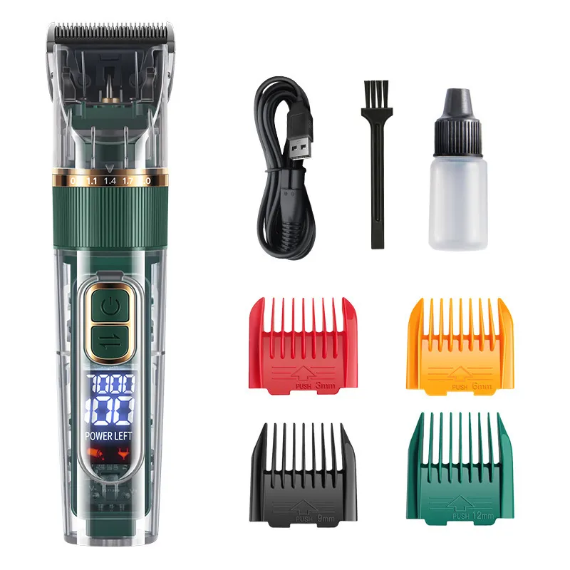Máquina De Cortar Cabelo Para Animais De Estimação, Aparador Elétrico Verde Com Guia