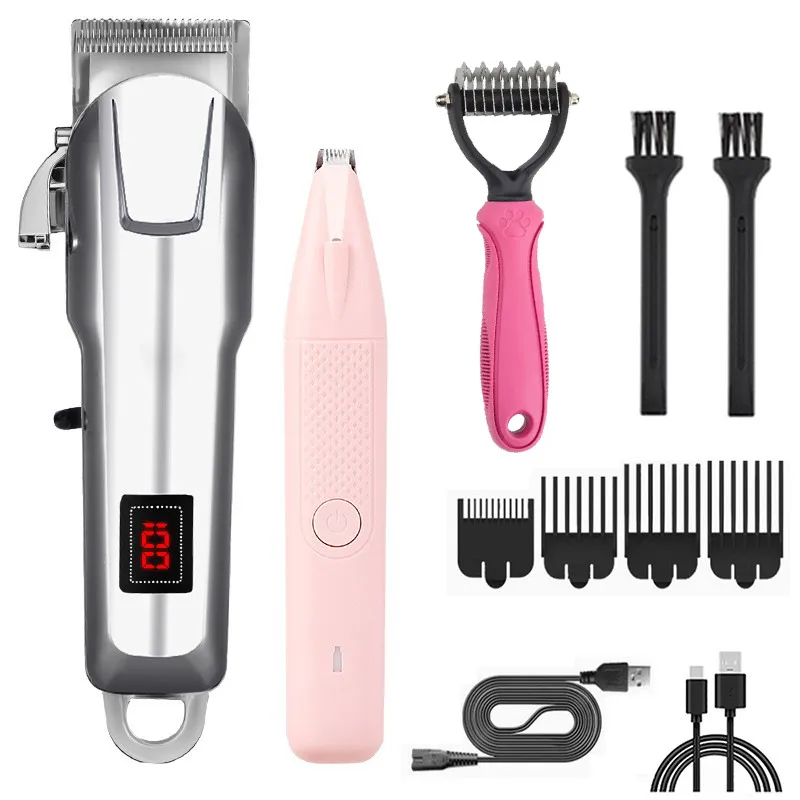 Kit De Higiene Para Cães E Gatos Com Tosquiadeira E Aparador De Pés
