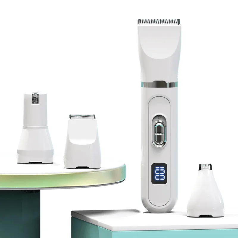 Kit De Higiene Para Animais De Estimação 4 Em 1 Branco Com Cortador, Aparador E Moedor De Unhas