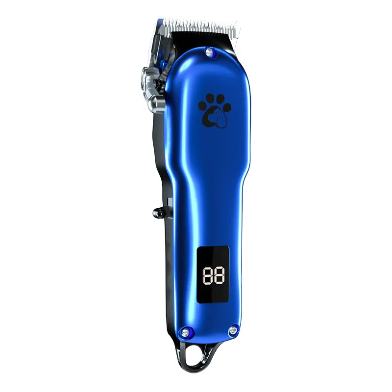 Kit De Higiene Para Cães Com Cortador De Cabelo Para Animais De Estimação Com Display Digital - Azul