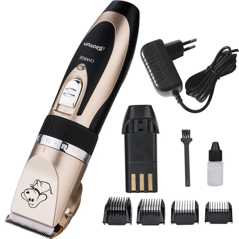 Máquina De Cortar Cabelo Elétrica Para Animais De Estimação Dourada Com Pentes Guia Para Cães E Gatos
