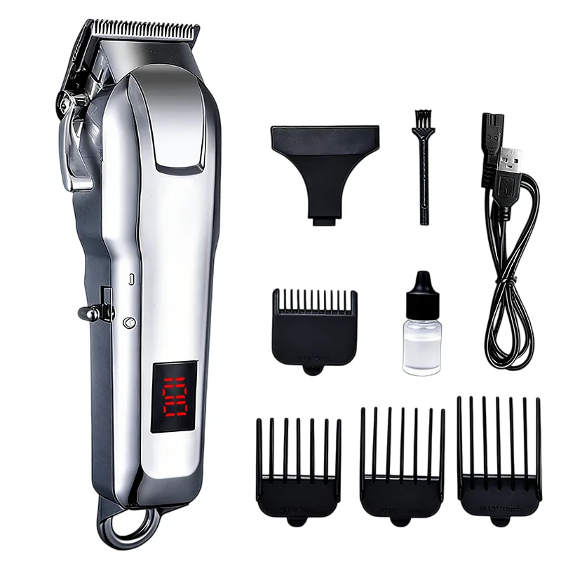 Kit De Corte De Cabelo Para Animais De Estimação Prateado Com Cabo Usb De Quatro Pentes