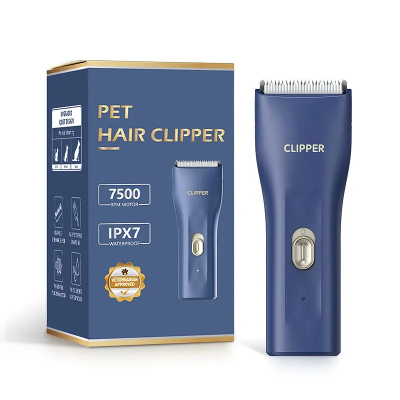 Máquina De Cortar Cabelo Para Animais De Estimação Mini Blue Para Cães E Gatos Com 2 Pentes De Guia