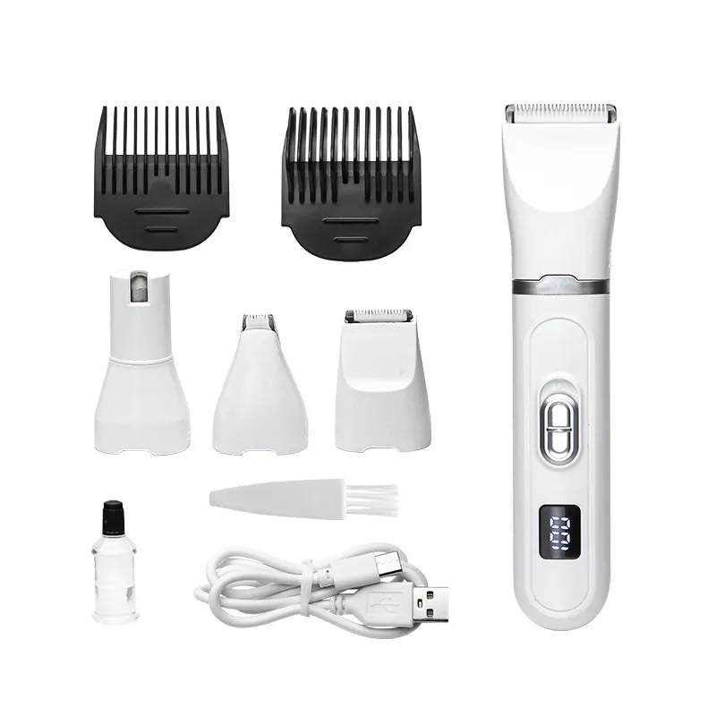 Máquina De Cortar Cabelo Para Animais De Estimação Silenciosa Recarregável Com Carregamento Usb De 2 Lâminas