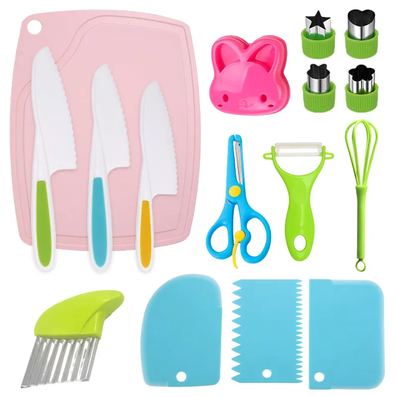 Conjunto De Facas De Cozinha Infantil 16 Peças Com Utensílios De Plástico Seguros