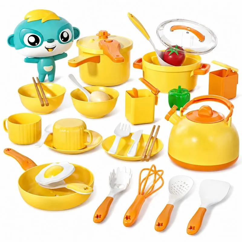 Conjunto De Brinquedo De Cozinha Infantil Para Brincar De Cozinhar Com Utensílios