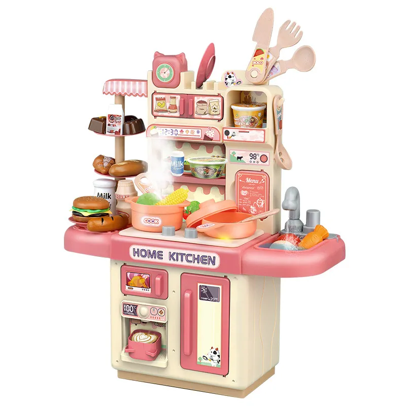 Conjunto De Cozinha Infantil Para Brincar De Faz De Conta Com Luz E Efeito De Névoa