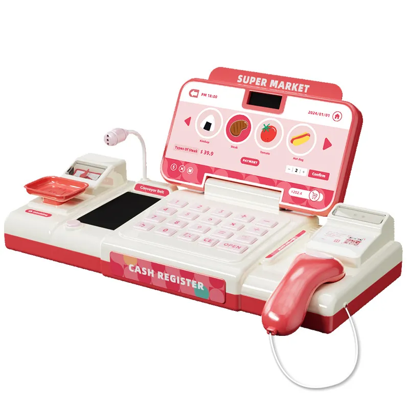 Caixa Registradora Infantil Com Scanner E Calculadora, Rosa
