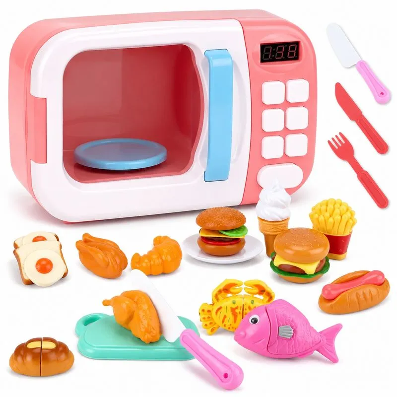 Conjunto De Brinquedo De Micro-ondas Infantil Para Faz De Conta Com Acessórios