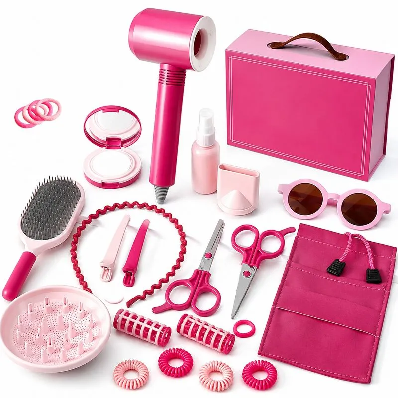 Conjunto De Brinquedo De Salão De Beleza Infantil 39 Peças Com Secador De Cabelo, Tesoura E Mais