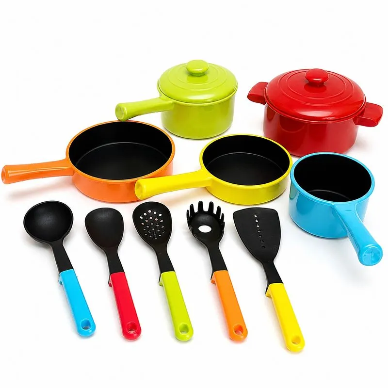 Conjunto De Panelinhas De Brinquedo Para Crianças Com Panelas E Utensílios De Plástico