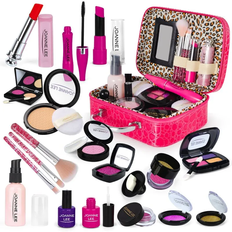 Kit De Maquiagem De Brincadeira Infantil 21 Peças Com Maleta Para Meninas