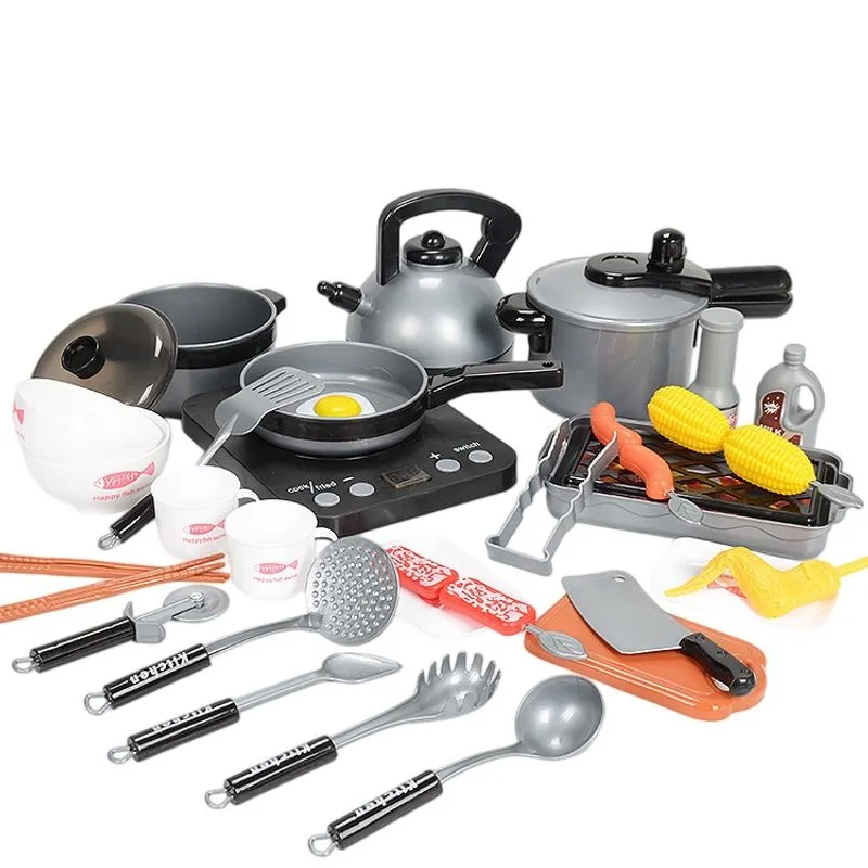 Conjunto De Cozinha Infantil Para Brincar De Cozinhar Com Luzes 36 Peças