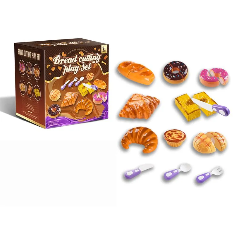 Conjunto De Brincar De Padaria Com Comidinhas Para Crianças, Com Corte E Acessórios De Mesa