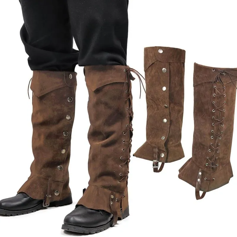 Polainas De Couro Medieval Marrom Para Botas