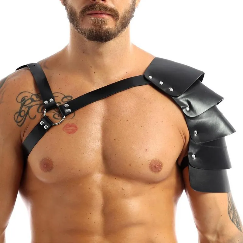 Armadura De Ombro Viking Medieval Em Couro Para Homens