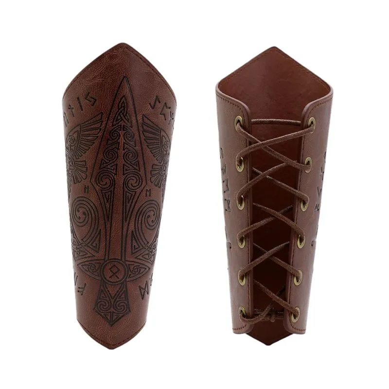 Braçadeiras De Couro Medieval Viking Steampunk Marrom