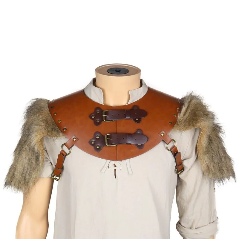 Capa De Armadura De Ombro Viking Medieval Com Pelo Para Adultos