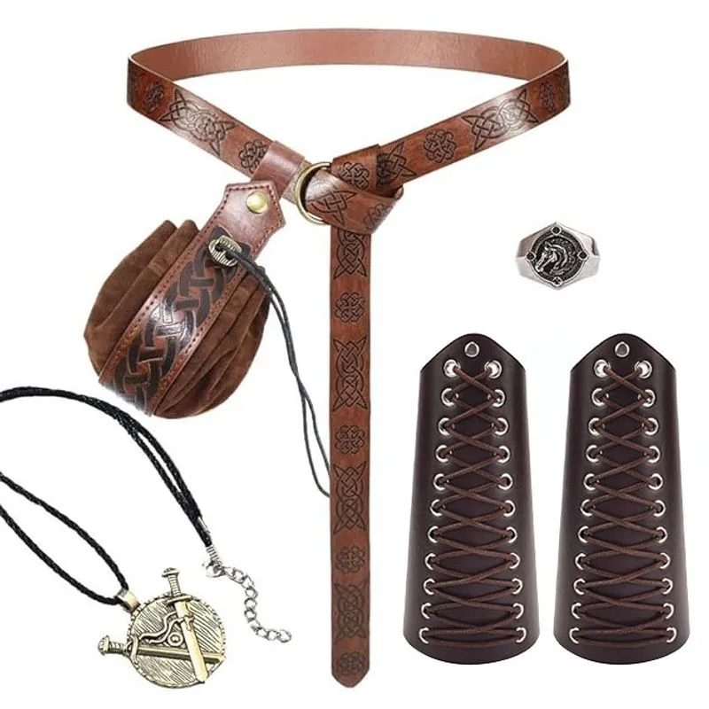 Conjunto De Cinto De Cintura Para Cosplay Celta Vikinga Cavaleiro Com Protetores De Braço