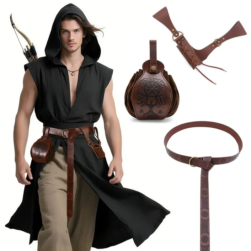 Conjunto De Cinto Viking Medieval Com Bolsa Para Fantasia De Cosplay