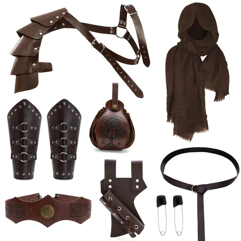 Conjunto De Armadura Viking Para Cosplay, Fantasia De Halloween Com Capa E Acessórios
