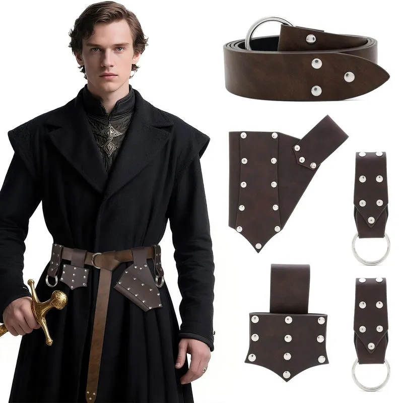 Conjunto De Acessórios Para Cosplay Viking Com Cinto De Rebites E Suporte Para Espada