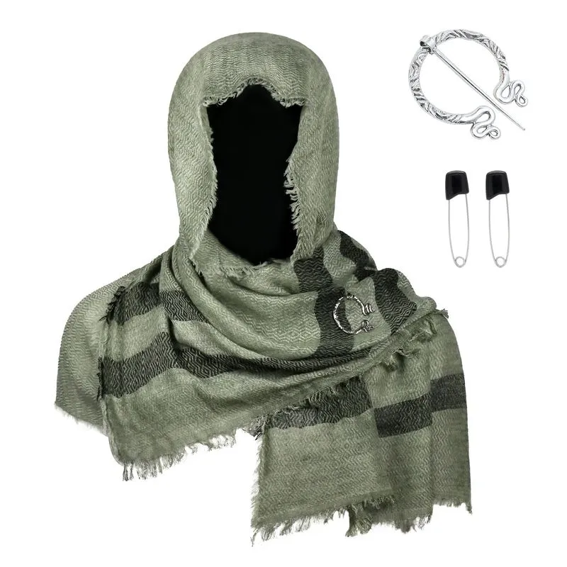 Conjunto De Acessório Cosplay Viking Com Cachecol Com Capuz, Xale E Capa