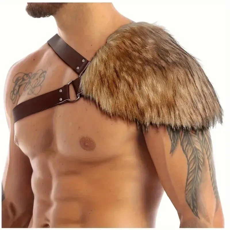 Capa De Armadura Vikinga De Pele Para Ombro, Fantasia Masculina