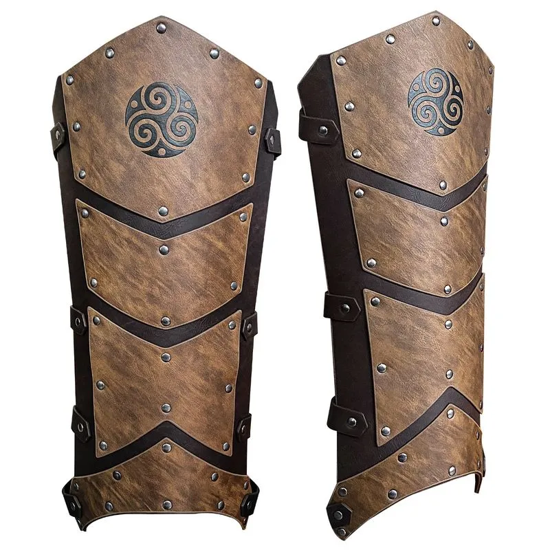 Grevas De Couro Viking Armadura Medieval Caneleiras Para Cosplay