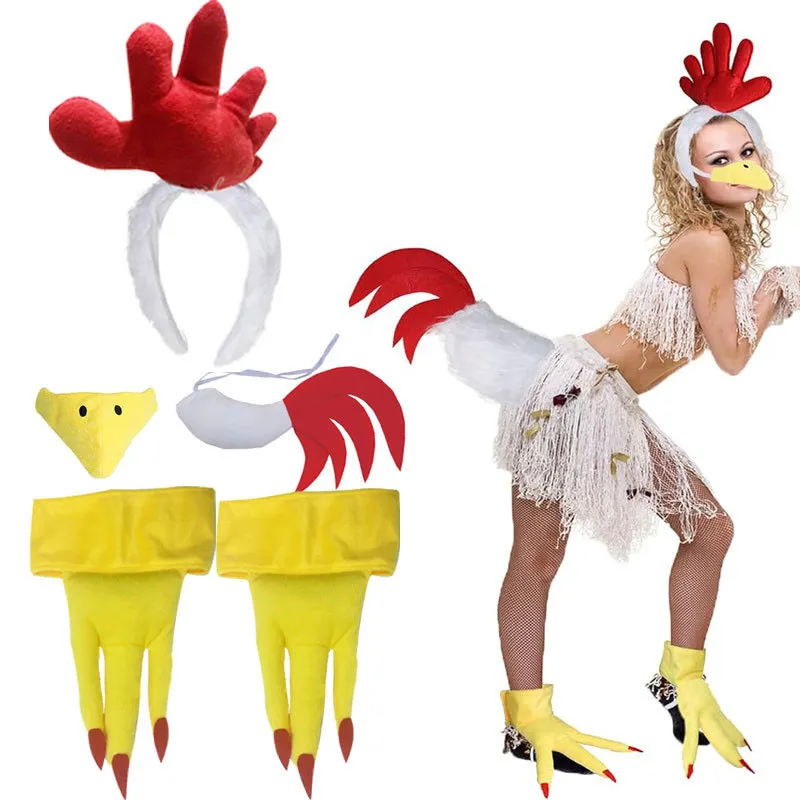 Conjunto De Fantasia De Peru Com Tiara, Cauda, Luvas E Máscara