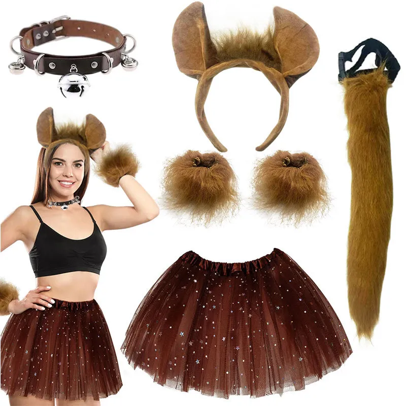 Conjunto De Fantasia De Cavalo Para Adultos Com Cauda, Orelhas, Tutu E Coleira