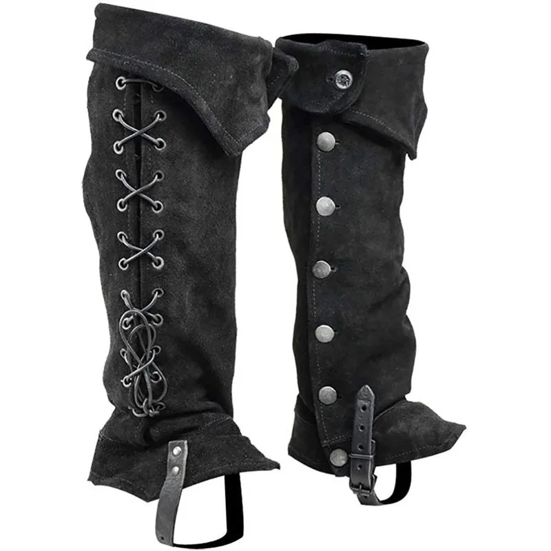Cobre-botas Medieval Renascença Pirata Em Couro Preto