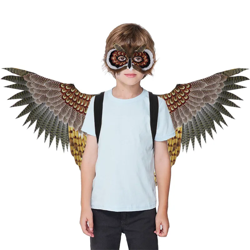 Conjunto De Fantasia Infantil De Coruja Com Máscara E Asas Para Carnaval E Cosplay