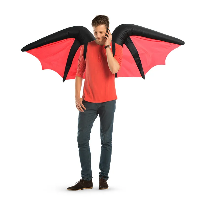 Asas De Diabo Infláveis Para Fantasia De Halloween Adulto Vermelha
