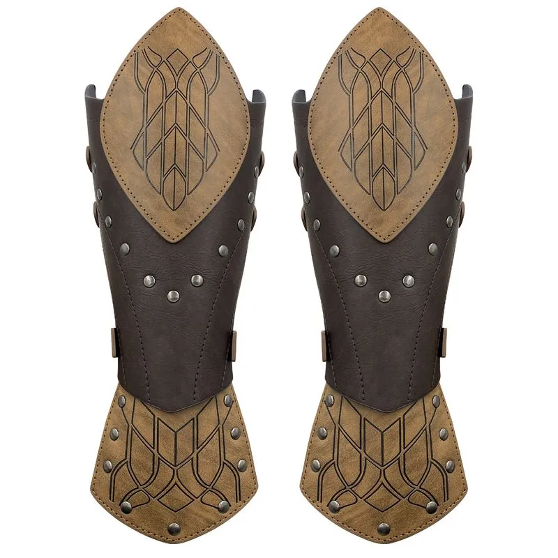 Braçadeiras De Couro Estilo Elfo Viking Marrom-claro 2 Peças