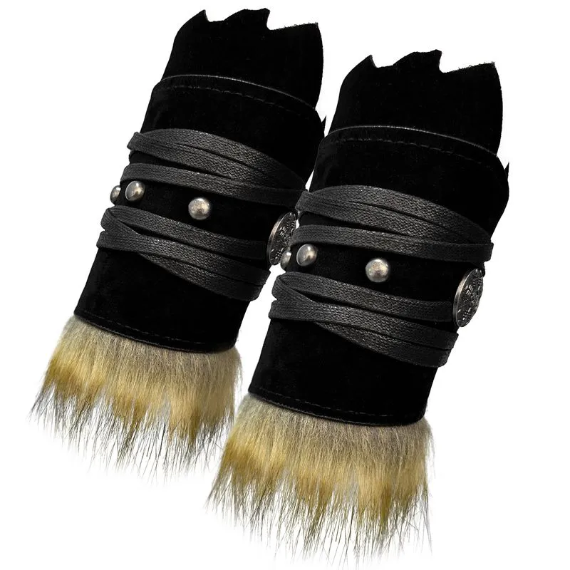 Protetores De Pulso Viking Em Couro Marrom Para Cosplay Medieval