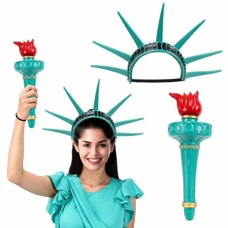 Conjunto De Acessórios De Fantasia Estátua Da Liberdade Com Tiara E Tocha