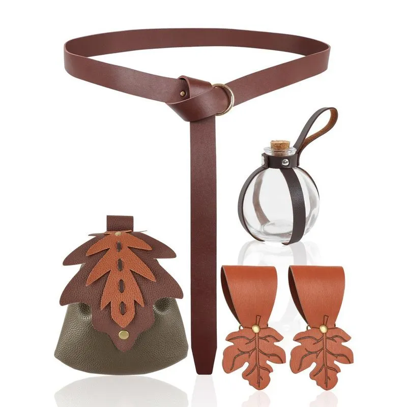 Conjunto De Cinto Viking Medieval Em Couro Pu Com Bolsa E Suporte Para Garrafa