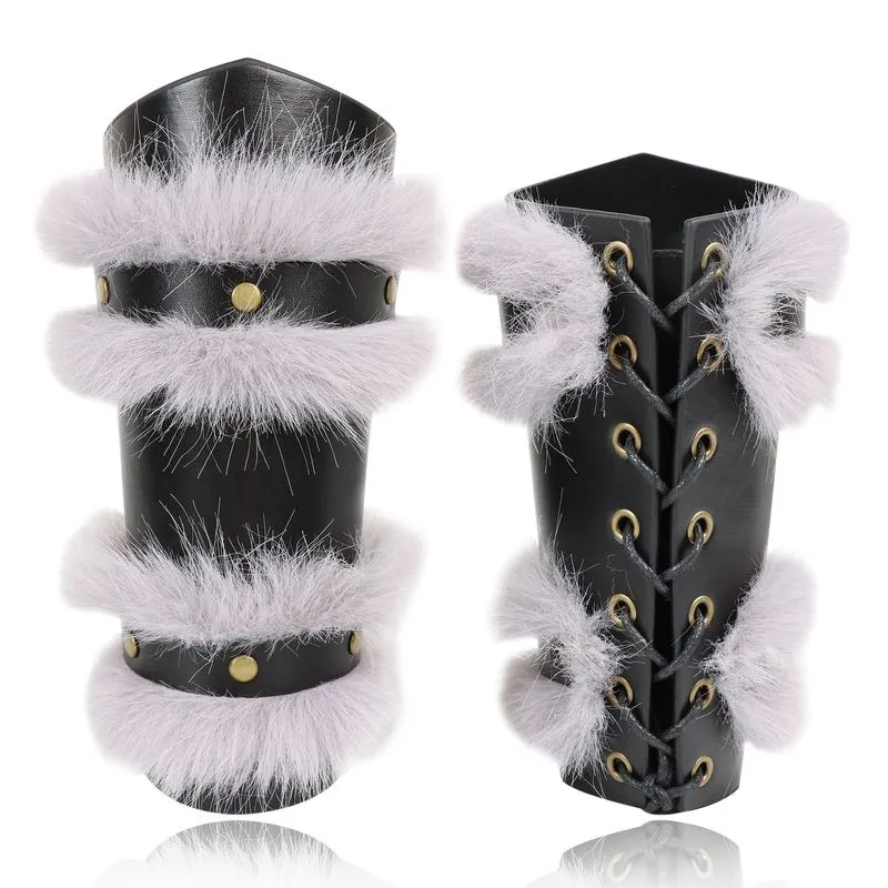 Protetores De Pulso Viking Medievais Para Cosplay De Cavaleiro Em Couro Pu Preto