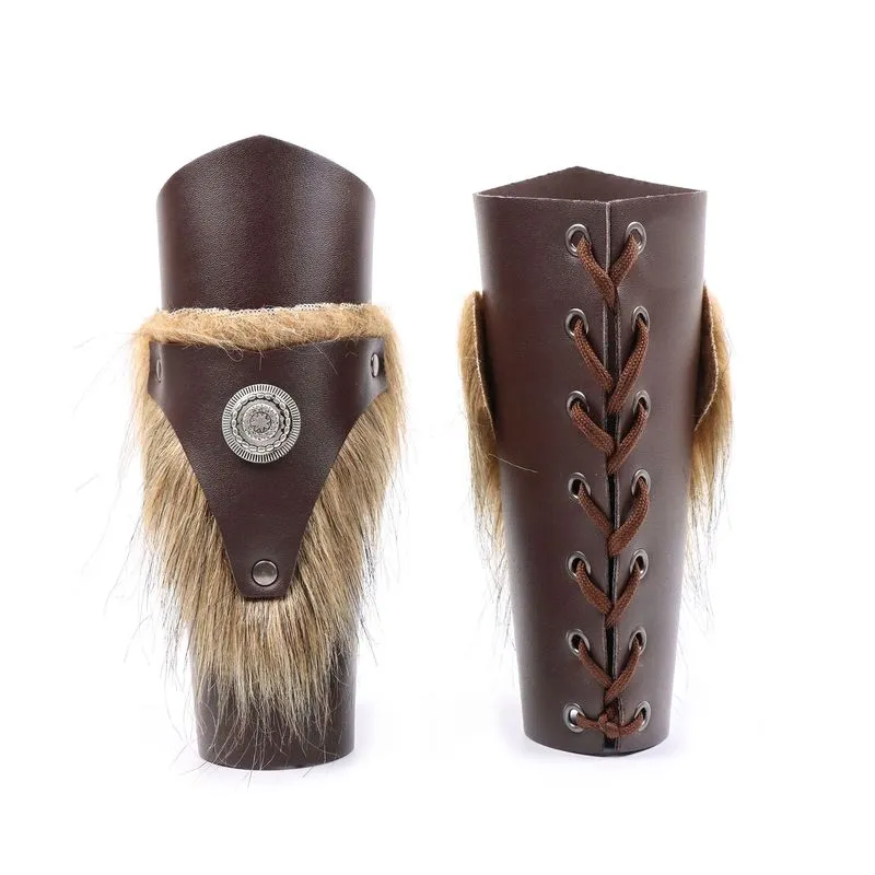 Braçadeiras De Pulso Para Cavaleiros Larp Cosplay Medieval Marrom