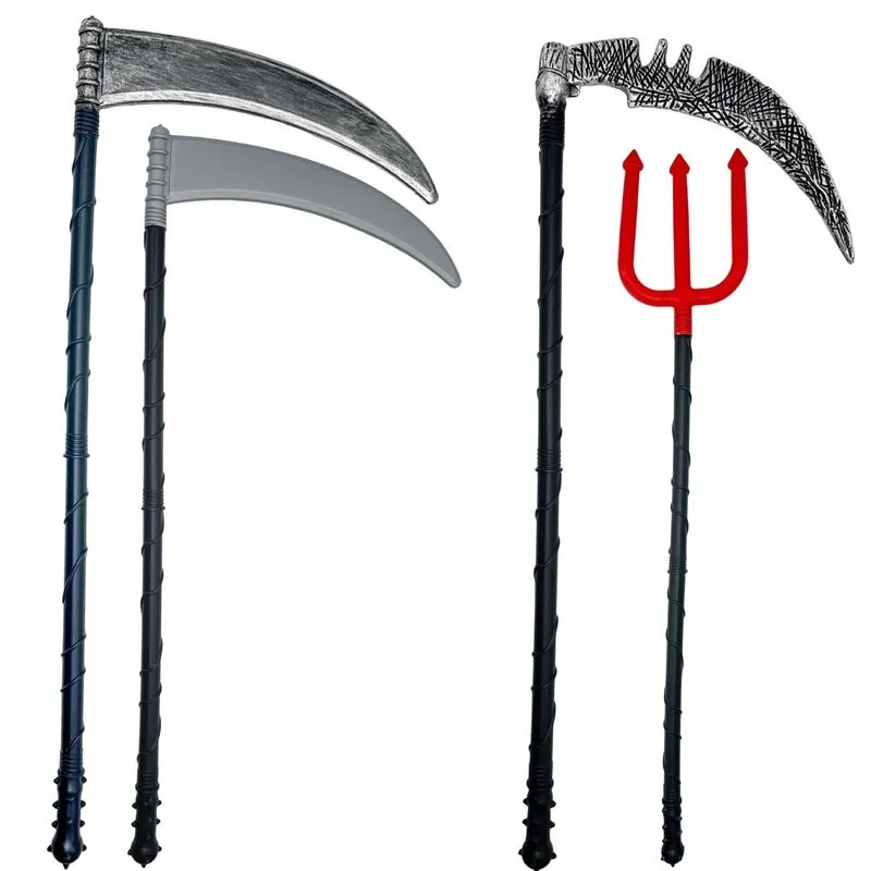 Conjunto De Adereços De Halloween Ceifador Com Foice E Tridente Preto