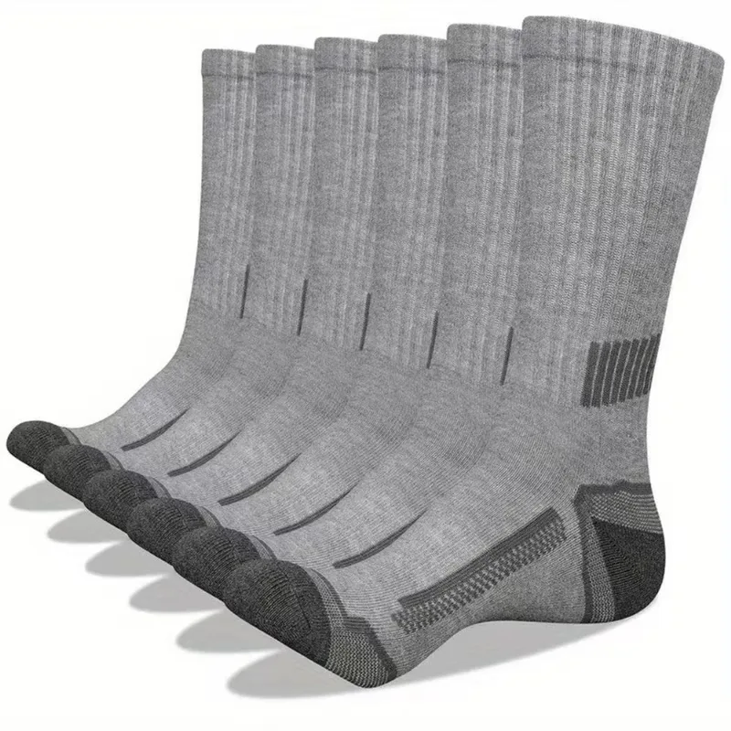 Meias De Basquete Masculinas Estilo Cano Médio Cinza Tamanho Grande 3 Pares