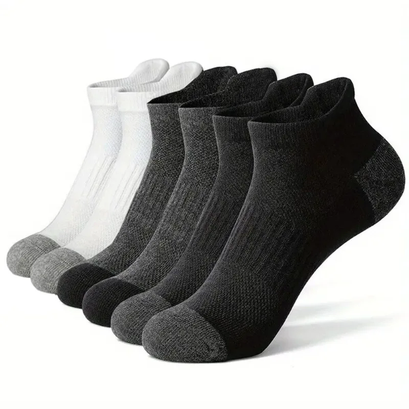 Meias Esportivas De Cano Baixo Para Homens, 3 Pares, Com Tecido De Malha Respirável