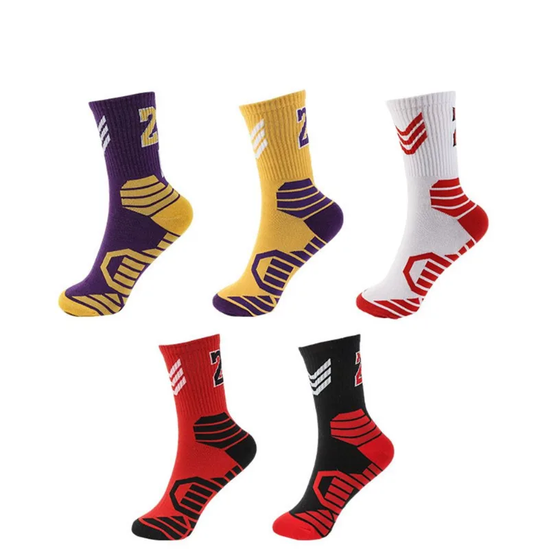 Meias De Basquete E Corrida 5 Pares Cano Médio-alto Para Homens