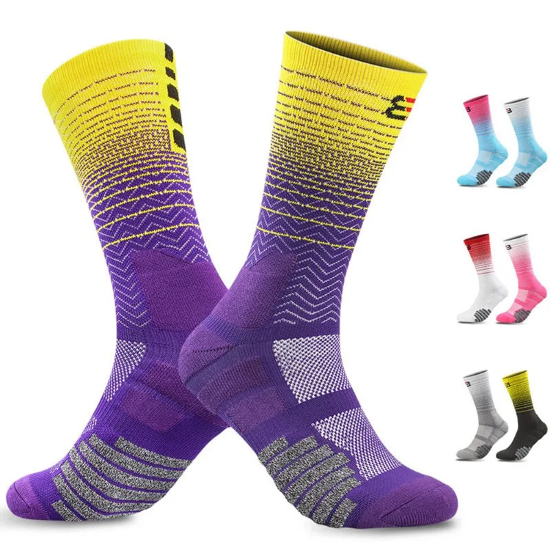 Meias Esportivas De Basquete 7 Pares Com Gradiente Cano Alto Para Homens