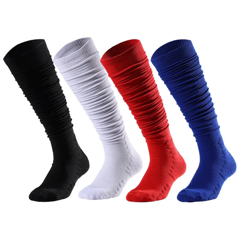 Meias De Futebol 4 Pares Acolchoadas Antiderrapantes Cano Alto