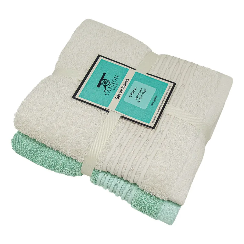 Set 2 toallas 40x70 cm Ari verde/beige