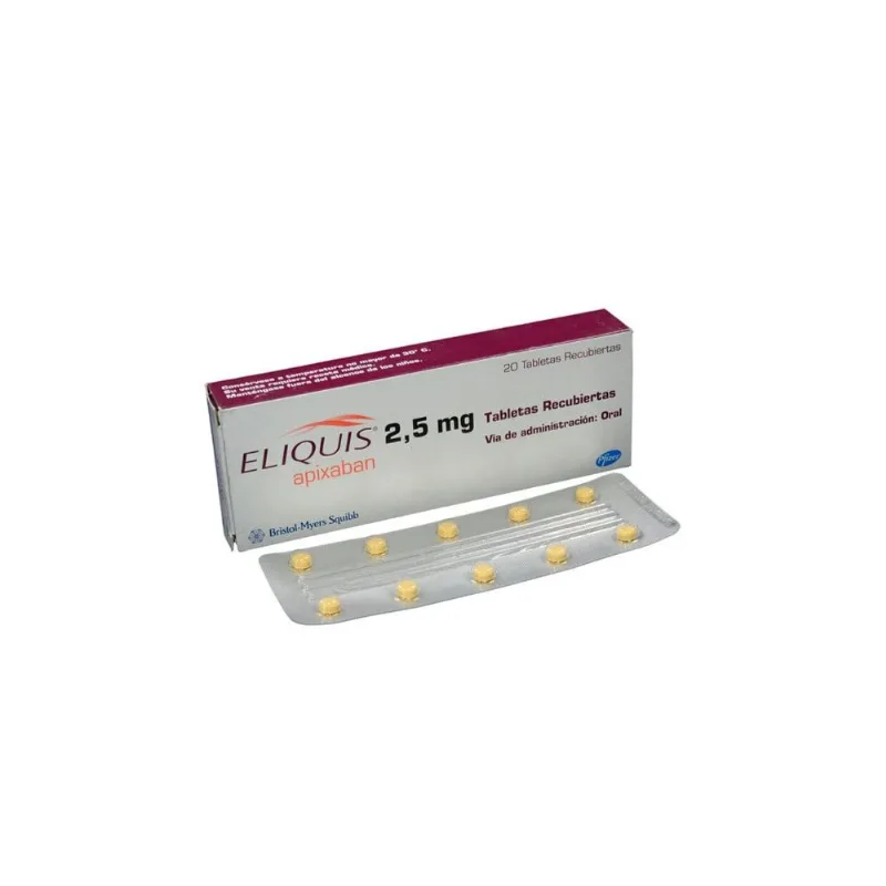 Eliquis 2,5 Mg Caja con 20 Tabletas Recubiertas