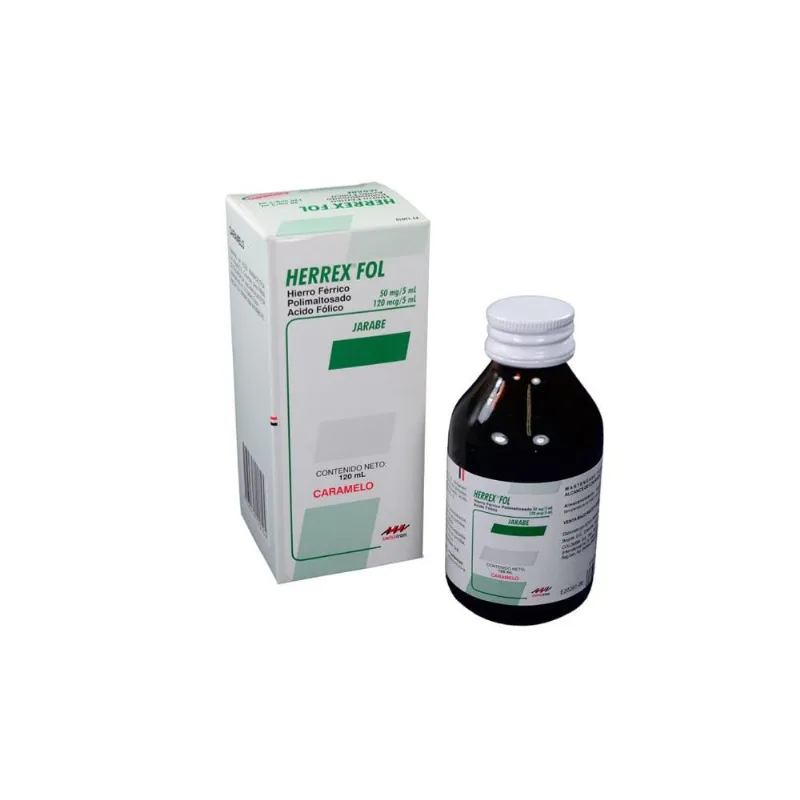 Herrex Fol Jarabe 50 Mg / 120 Mcg Caja con Frasco 120 Ml - Caramelo