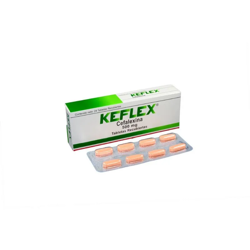 Keflex 500 Mg Caja con 24 Tabletas Recubiertas
